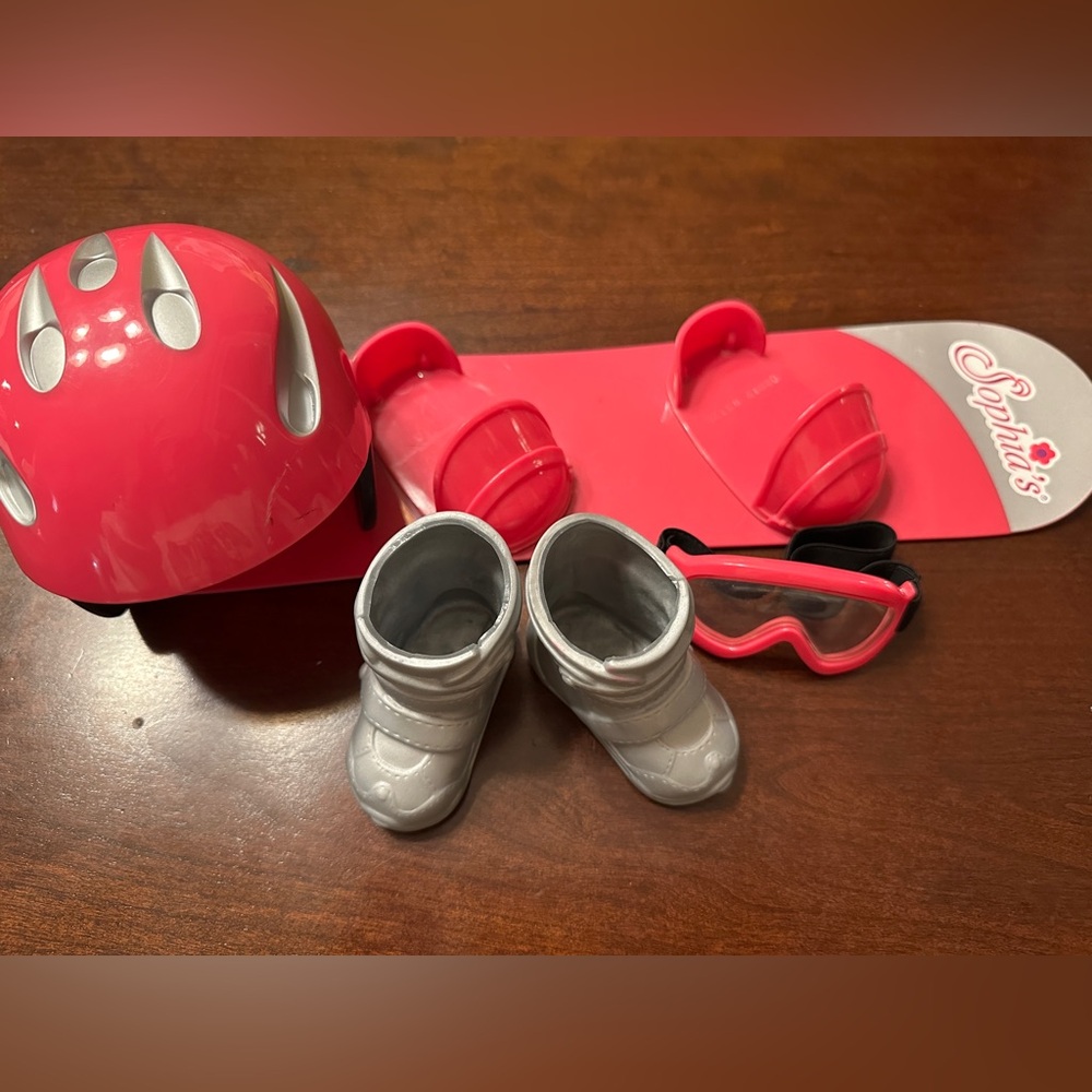 Pink and Silver 18” doll Snowboard Toy Set